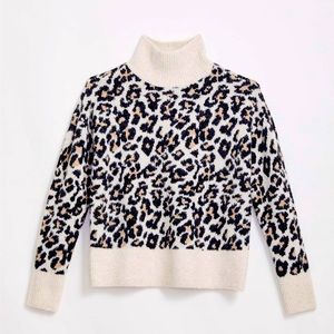 Women's Black Leopard Print Turtleneck Sweater